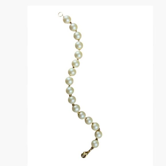 Handcrafted 10mm Creamy Glass Pearl Bracelet 8" Smaller Size Optional - Picture 3 of 6